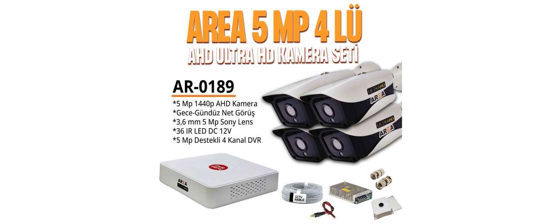 5 MP 1440p 4 Kameralı 4K ULTRA HD AHD Güvenlik Seti