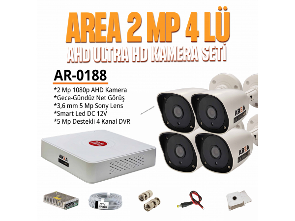 2MP 1080p  4 Kameralı ULTRA HD AHD Güvenlik Seti